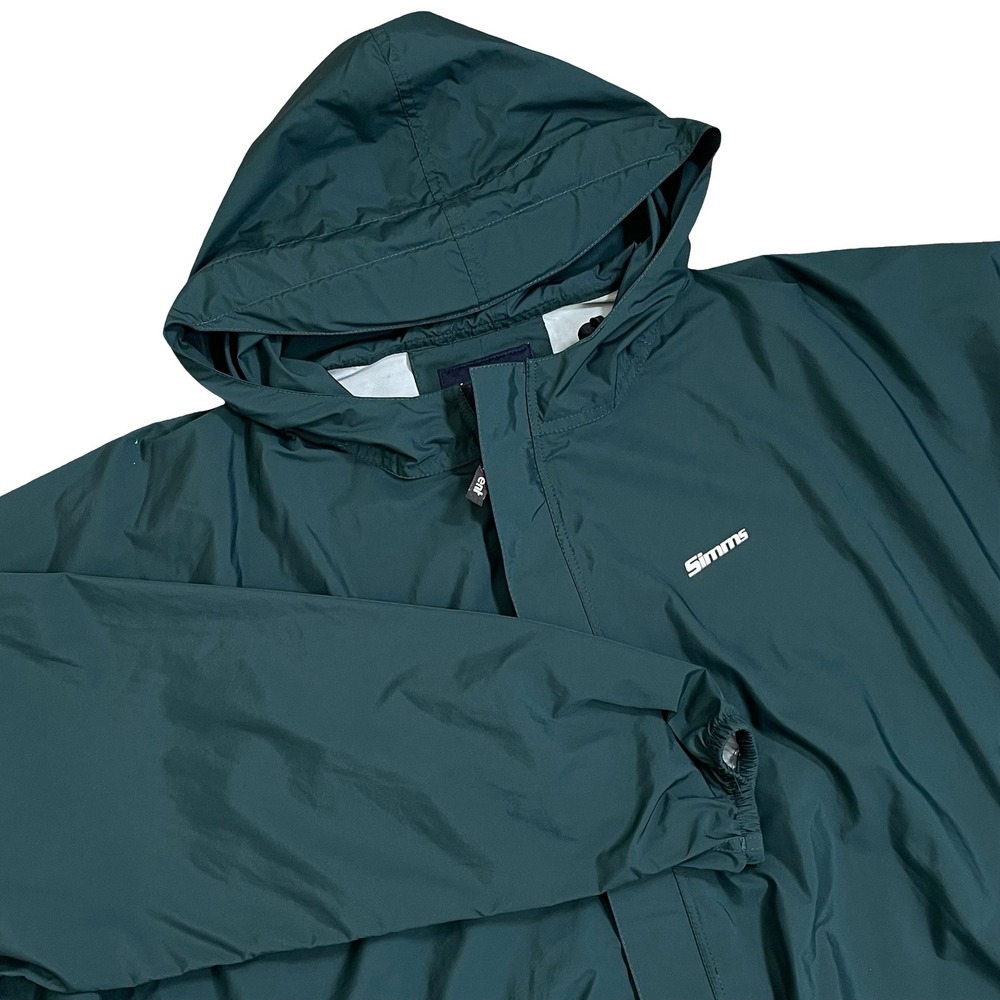 Vintage Simms Fishing Activent Hooded Jacket Mens L Green Windbreaker Dry Coat